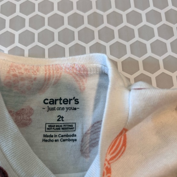 Carter's White, Peach & Teal Toddler Mermaid PJ Set Size 2T - Picture 4 of 6